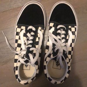 Checkered low top lace up vans womens 6.5
